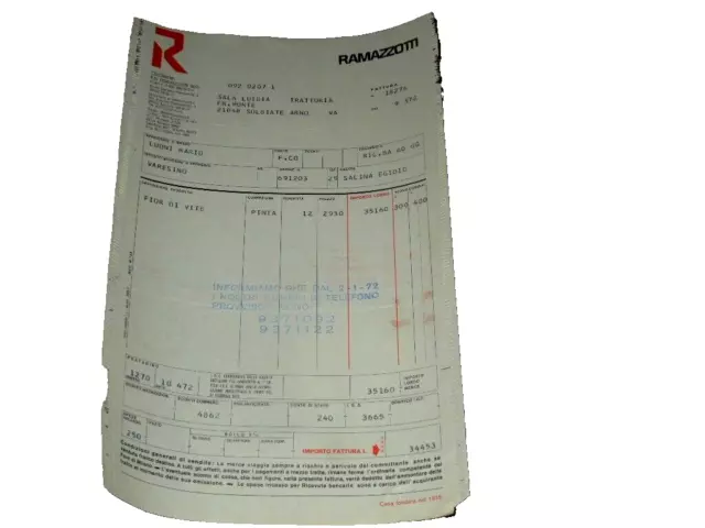 Ramazzotti-Fattura Commerciale-Pubblicita'-Storia Postale Affrancatura Meccanica