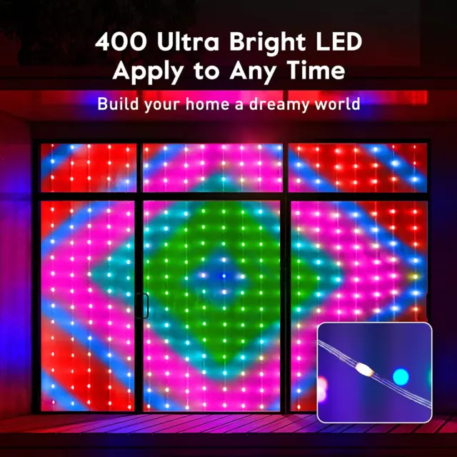 RGBIC Smart 400 LED Vorhangschnur Lichterkette App programmierbar hängende Fee 2