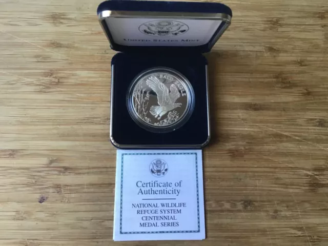 2003 Bald Eagle National Wildlife Refuge Silver Medal w US Mint Box & COA