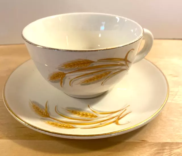 Homer Laughlin Golden Wheat Coffee Cup  & Saucer  22K Gold Usa