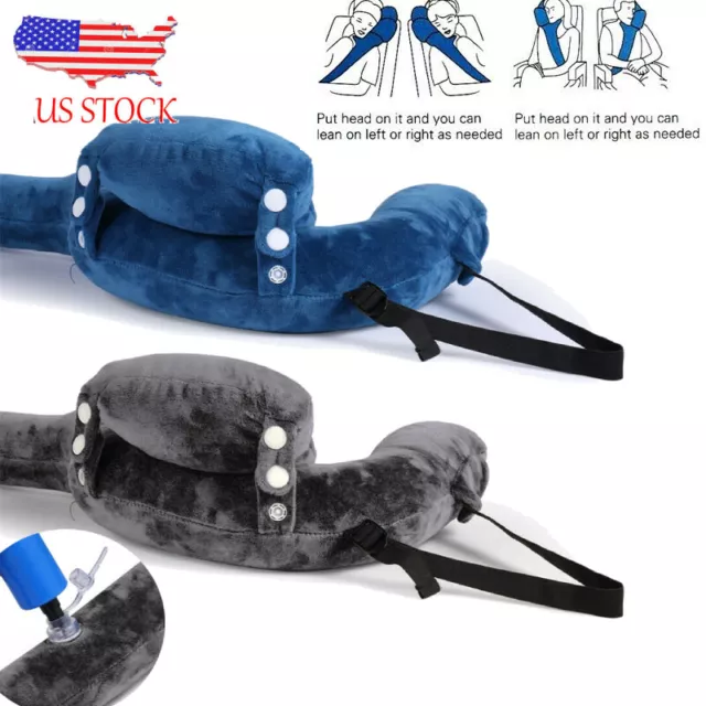 Memory Foam U-shaped Travel Pillow Inflatable Sleep Support Airplane Cushion NEW