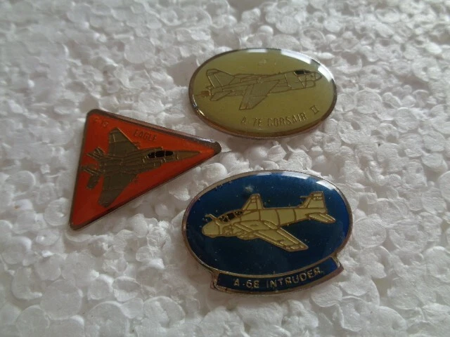 Job lot of 3 Military Aircraft shaped metal lapel pins