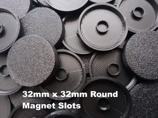 Wargaming Bases 32mmx32mm with Magnet Slot x10 Round - for Warhammer 40k