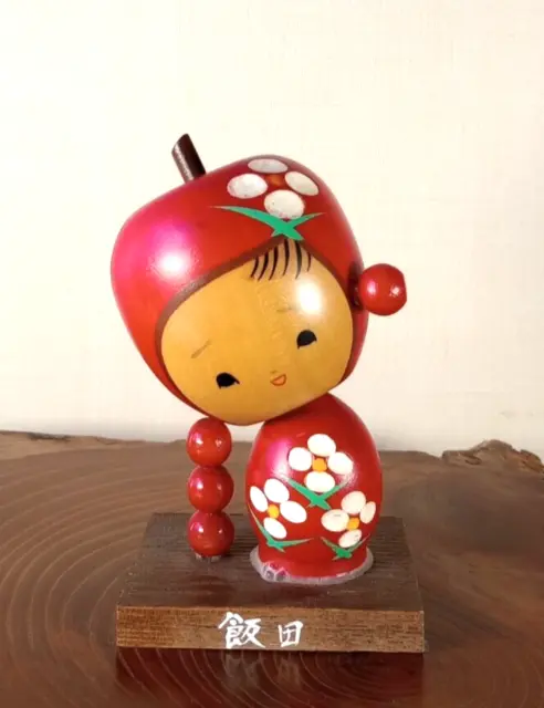 Vintage Japanese creative SOSAKU kokeshi doll 14 cm 5.5" Lovely APPLE baby 2nd