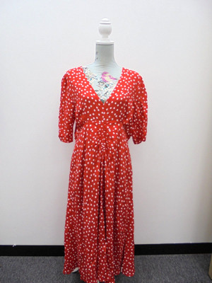 Sosandar Red & White Spot V Neck Ruched Front Fit & Flare Dress Size UK 16 BNWT