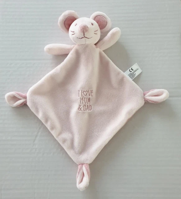 Doudou Souris Rose Nicotoy Plat I LOVE DAD MUM AND &