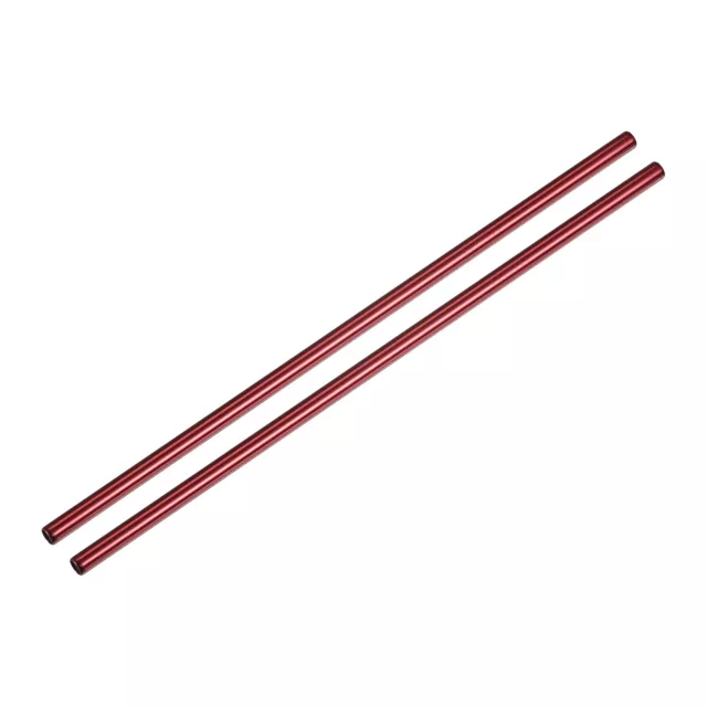 Reusable Metal Straws 2Pcs, Stainless Steel Straight Straw 10.5" Long - Red