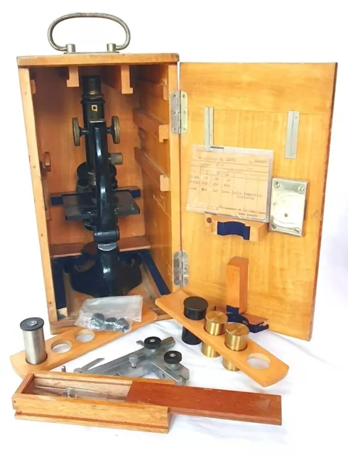 Ernst Leitz Wetzlar Brass MICROSCOPE & MICROMETER STAGE ADAPTOR + Acc. NMIB 1920