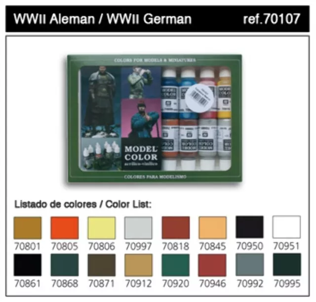 Vallejo Estuche de 16 colores WWII Alemán (16 x 17 ml) - 70107