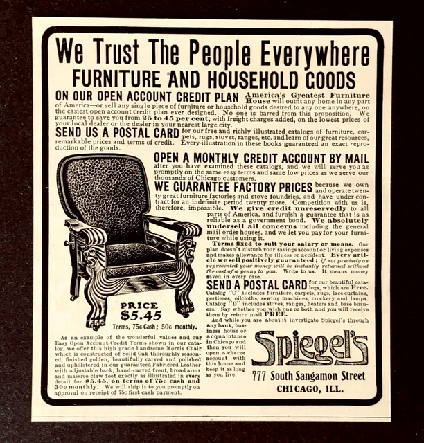 1906 Spiegel’s Advertisement Furniture Household Goods Catalog Antique Print AD
