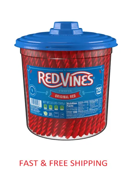 Red Vines Twists, Original Chewy Licorice Bulk Candy Jar, 3.5lbs