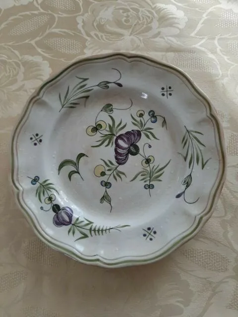 Assiette en céramique Longchamp décor fleurs