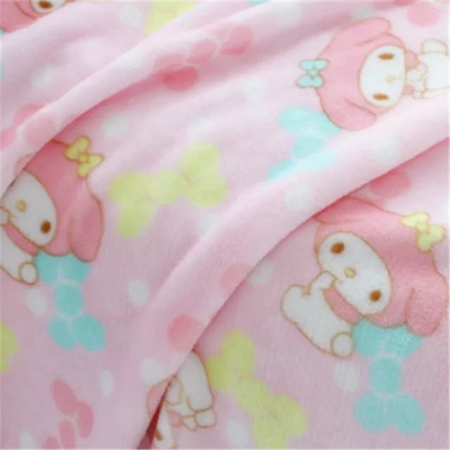 Cute My Melody Pink Flannel Throw Blanket Plush Rug Girl's Soft Warm Bedding Set