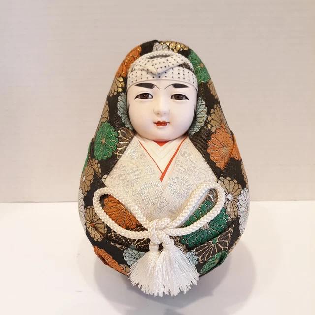 VINTAGE JAPANESE WEDDING Doll Roly Poly Hime Daruma Brocade Geisha Egg