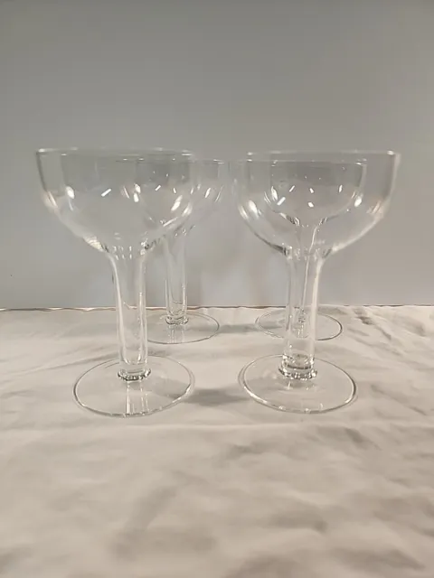 Vtg MCM Set of 4 Hollow Stem Champagne Coupe Glasses Cocktail Barware New Year's