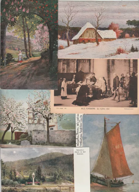 Lot mit 79 alten Ansichtskarten Kunst und Kitsch