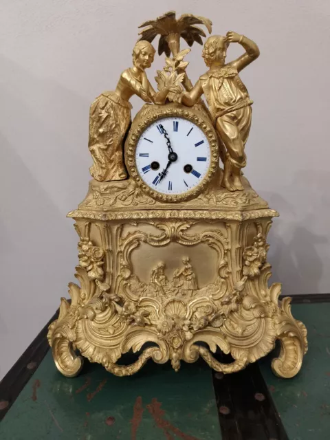 Antico Orologio A Pendolo In Bronzo Dorato Al Mercurio