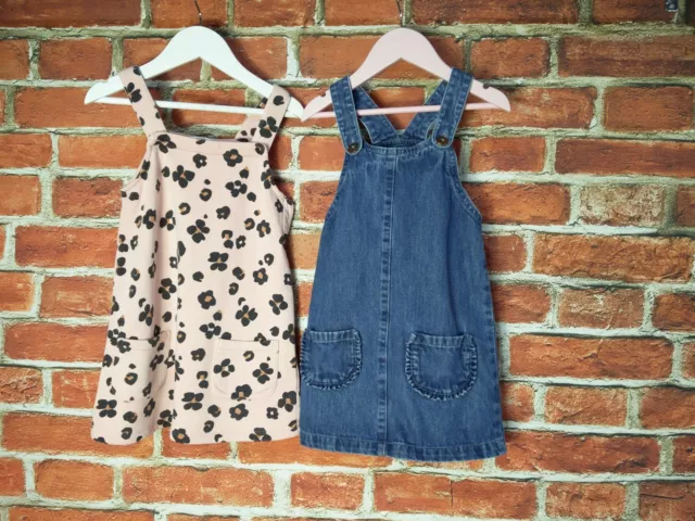 Girls Bundles Aged 4-5 Years M&S Next Dungaree Dresses Denim Leopard Print 110Cm