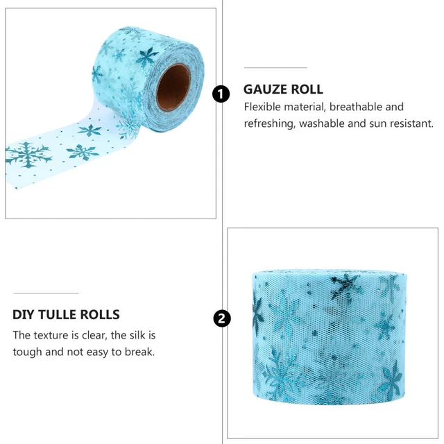 3 Sets Tüll Spool Weihnachten Tüll Schneeflocke Tüll Stoff Tüll Band Rollen 7