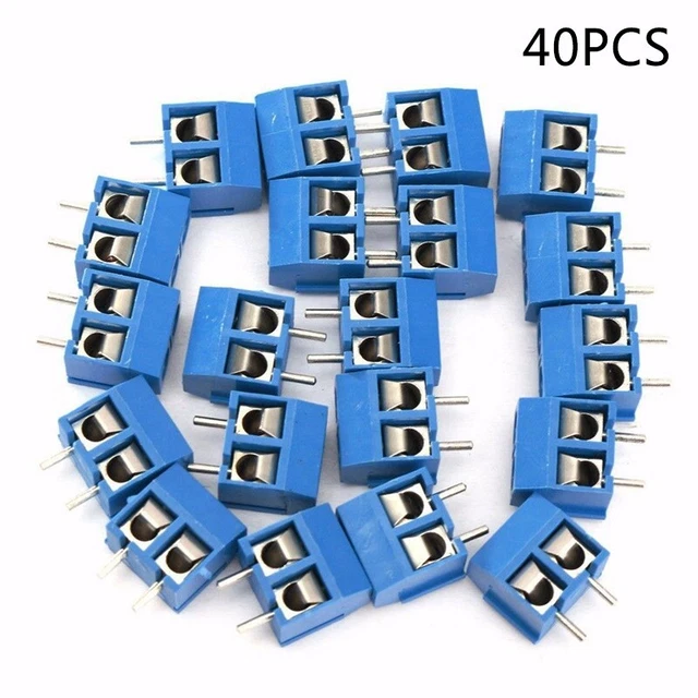 40 Pcs  2Pin Blue Screw Terminal Block Connector 5.08mm Pitch Panel PCB Mount