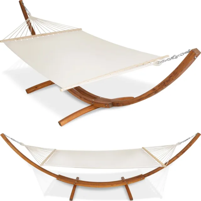 XXL Pine Wooden Double Hammock Patio Outdoor Bed Sun Garden Lounger Furniture