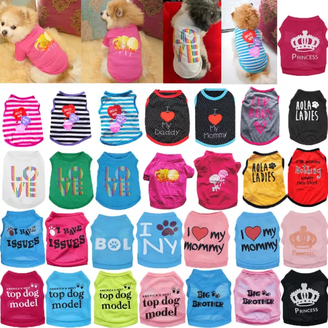 Small Dog T-Shirt Vest Pet Puppy Cat Summer Clothes Coat Top Outfit Costume -