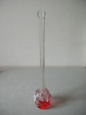 Ancien grand vase soliflore en verre de 33,8 cm