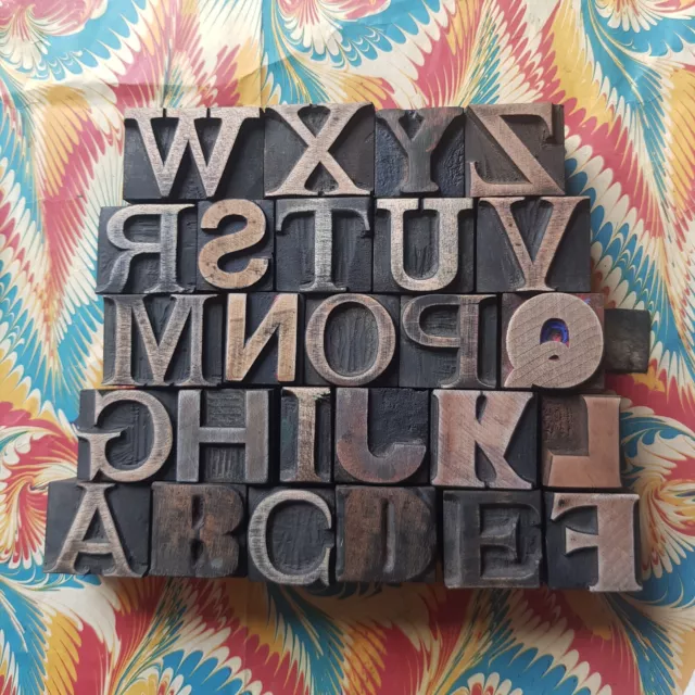 Wooden Letterpress Printing Blocks Mixed Font Alphabet 2.5cm. High.