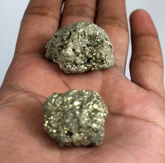 Large Iron Pyrite Crystal Nugget (2Pc) Raw Fools Gold Natural Stones Rough