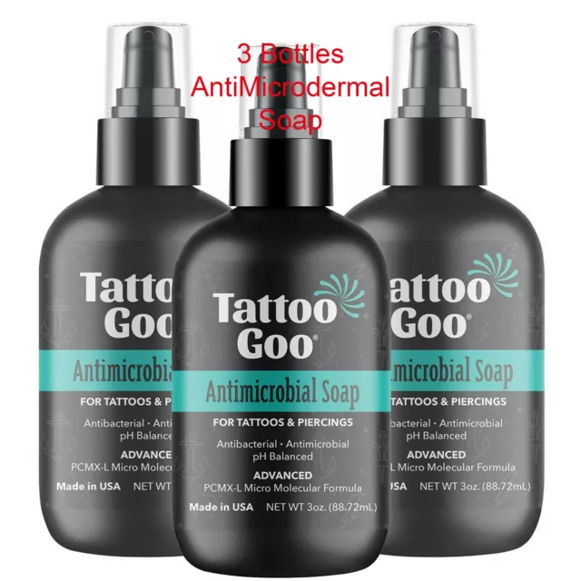 3x Tattoo Goo Deep Cleansing Soap Piercing Aftercare 3oz Foam New Formula