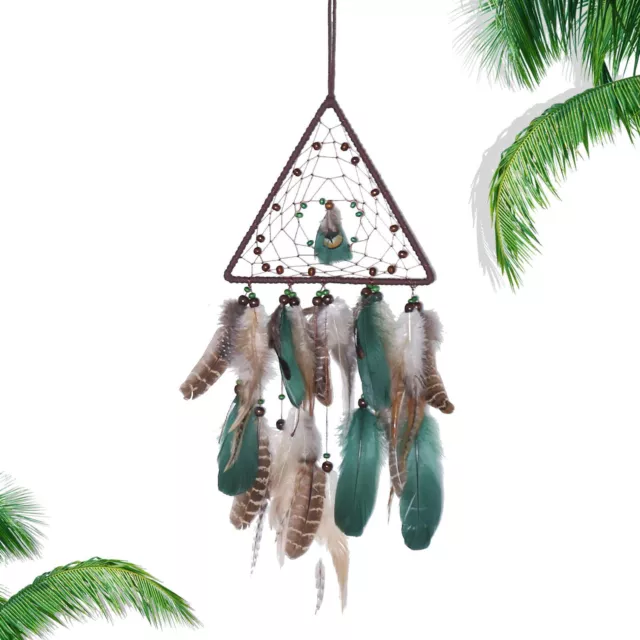 Green Dream Catcher Feather Handmade Home Wall Boho Dreamcatcher Hanging Decors 2