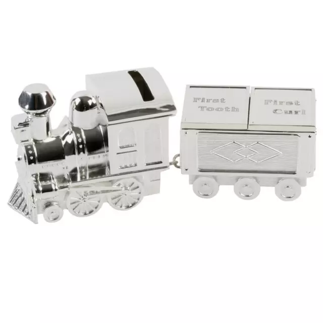 Bambino Silver Plate Train Money Box & First Tooth/Curl Carriage