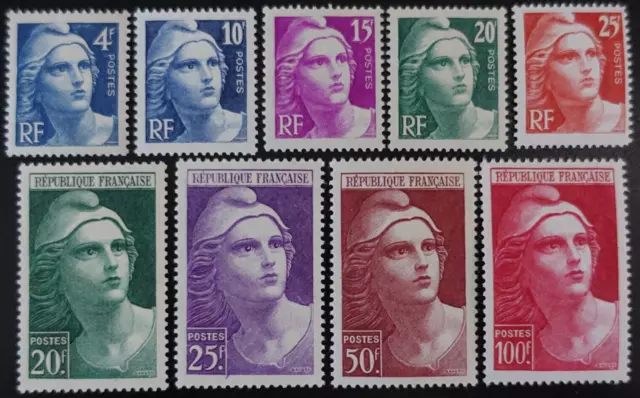 FRANCE timbre de LA MARIANNE de GANDON N°725/733 NEUF ** LUXE MNH