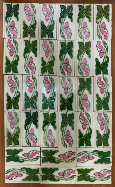 Tiles Rare Antique Vintage Architecture 6x3 inch Backsplash Art Deco England 11