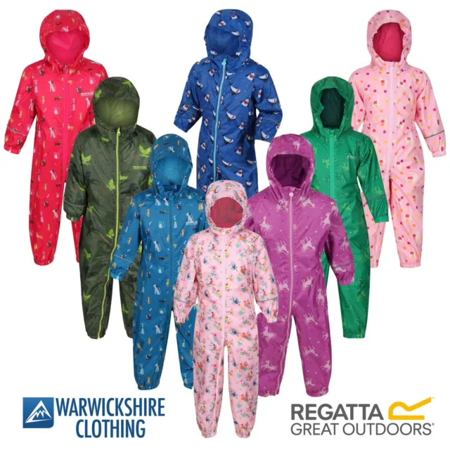 Regatta Pobble Waterproof All In One Rain Suit Children Kids Boys Girls Nursery