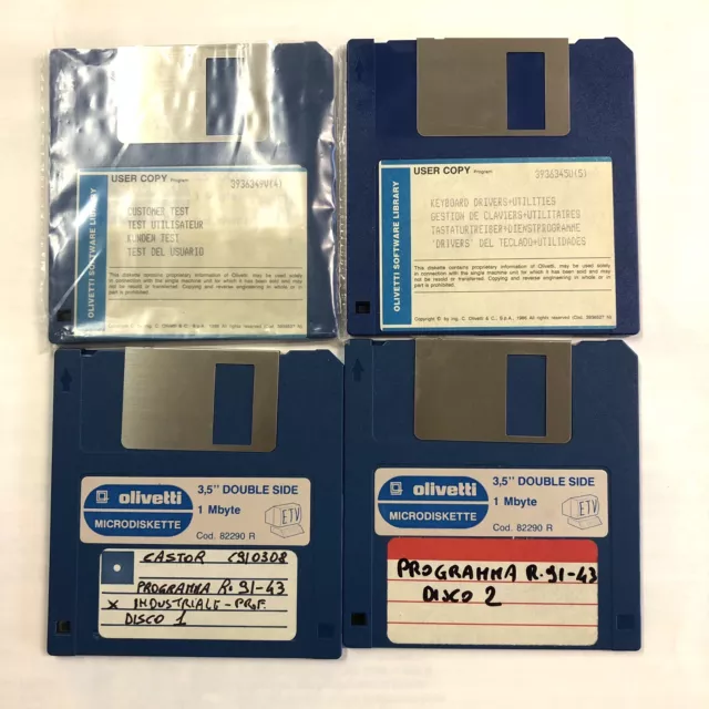 4 Microdiskette Olivetti Floppy disk usati vintage non testati