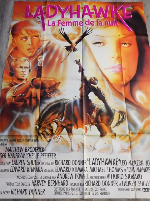 LadyHawke Affiche ORIGINALE 120x160cm 47"63 1985 Pfeiffer Hauer Donner