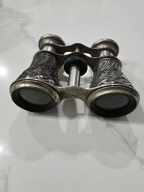 Vintage C.M.C. Silver Opera Glasses Made in Occupied Japan Ornate Binoculars