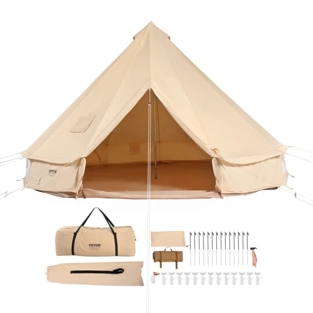 VEVOR Tente Cloche Toile 4 Saisons 6 m pour Camping Familial avec Trou de Poêle