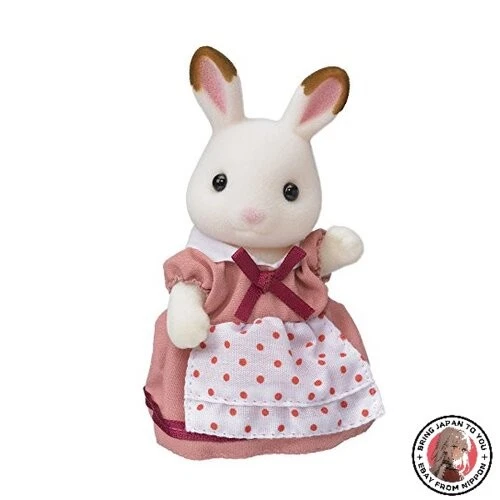 EPOCH Familia Conejo Chocolate – Set De 4 Figuras Articuladas Con Ropa Removible, +3 Años