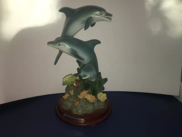 Ocean Marine Life Three Dolphin Ceramic Figurine/Statue 
