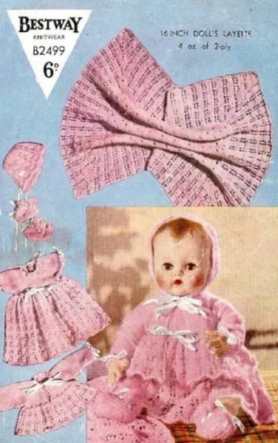 Layette Baby Dolls Clothes Knitting Pattern Copy DOLLS Layette 41 cms