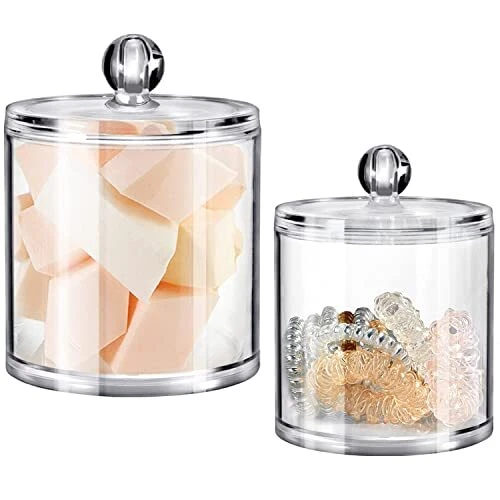 Bathroom Vanity Storage Organizer Canister Holder Apothecary Jars Set for Qti...