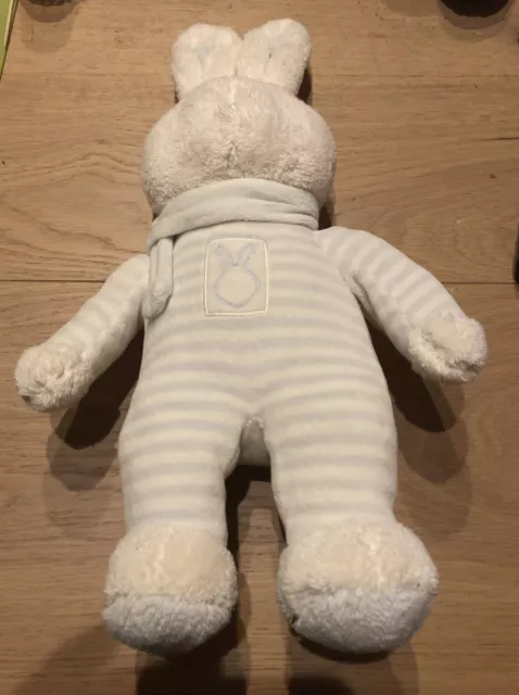 Doudou peluche Lapin Rayé Rayures Blanc Bleu Klorane