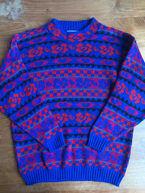 Maglione vintage a maglia multicolore Marlie Chase made in USA taglia S