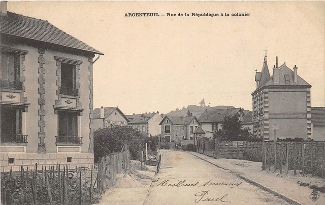 CPA 95 ARGENTEUIL RUE DE LA REPUBLIQUE A LA COLONIE (dos non divisé)