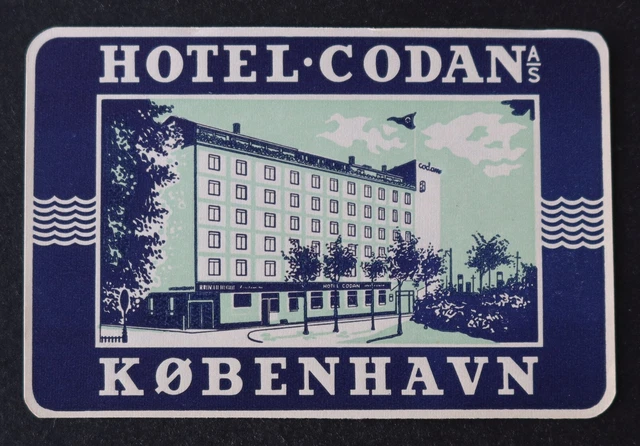 ANCIENNE ÉTIQUETTE HOTEL CODAN Copenhague Danemark valise luggage label ...