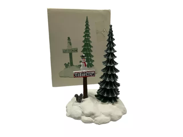 Dept 56 Snow Village Accessory Vintage Let It Snow Snowman Sign in Original Box