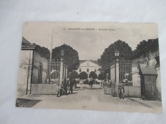 Cpa 51 Chalons Sur Marne  Carte Postale Ancienne Ecrite Dos Vert Caserne Tirlet
