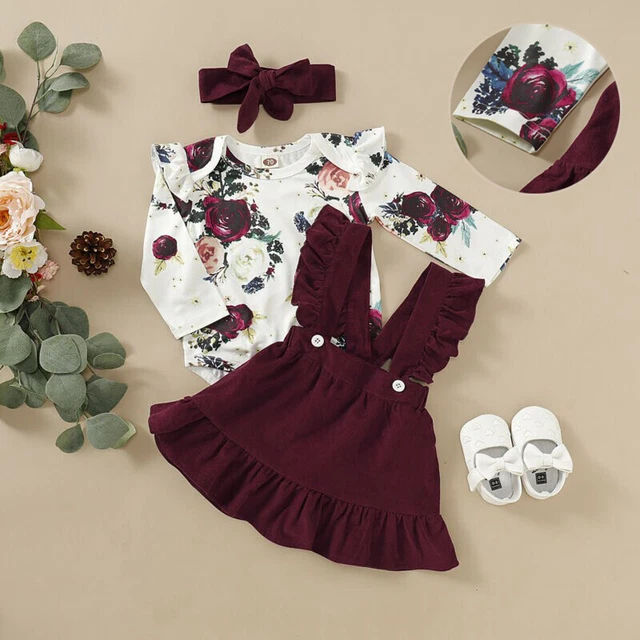 Girl Outfits Tutu Corduroy 3pcs Clothes Tops Headband Newborn Baby Pants Dress